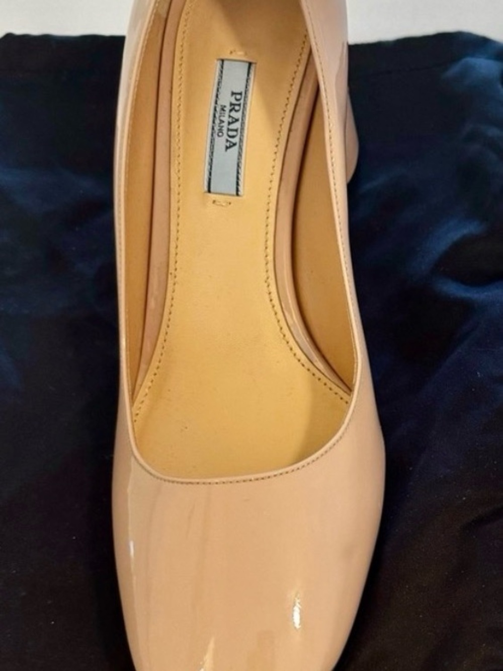 Prada Patent Leather Block Heel Pumps